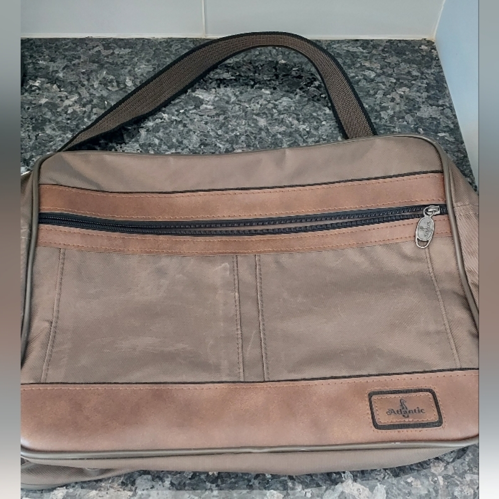 Atlantic Carry On Luggage Travel Bag Laptop Briefcase Brown Softside Compartment